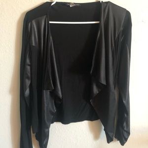 Black with front leather cardigan